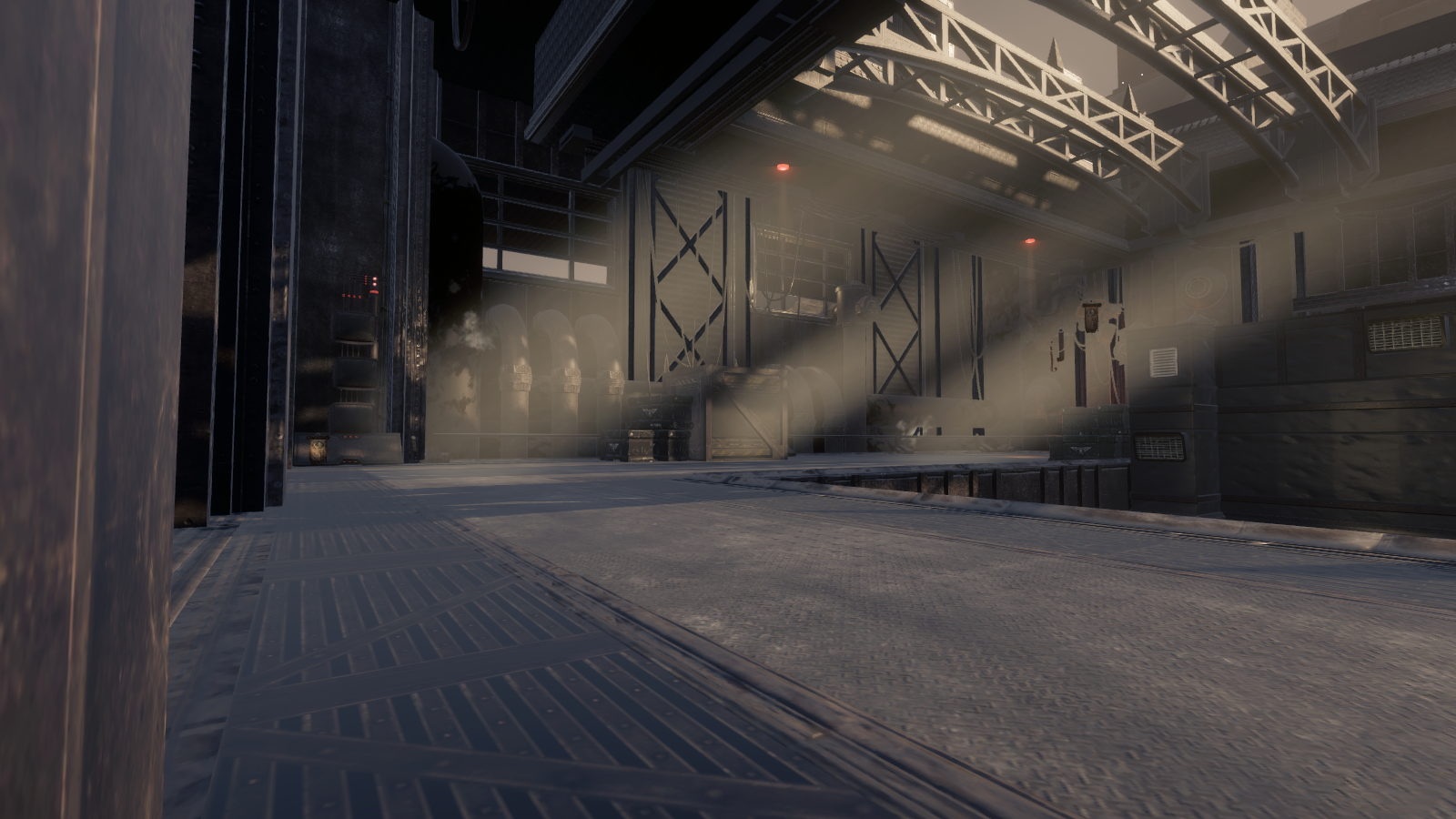 After: the same view with the new lighting on its default (medium) setting (original map assets, our renderer).
